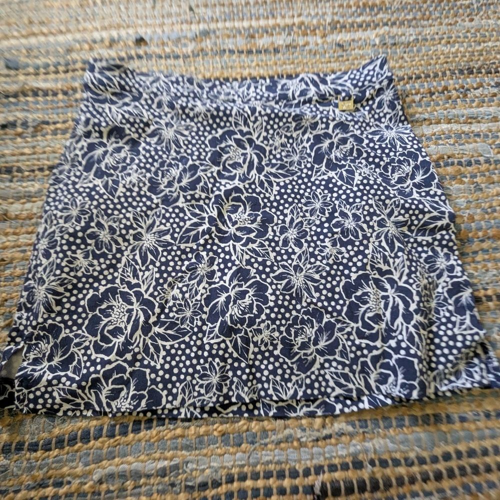 Navy White Floral Polka Dot Skort M Cruise Cottagecore Tenniscore Coastal Resort - Picture 2 of 7